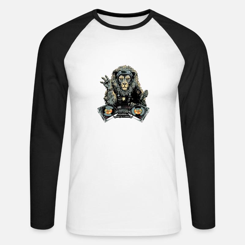 Dilo der Löwe Deejay - Unisex Baseballshirt langarm - Weiß/Schwarz