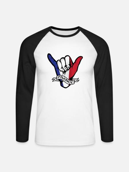 France Shaka - Unisex Baseballshirt langarm - Weiß/Schwarz