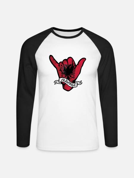 Albania Shaka - Unisex Baseballshirt langarm - Weiß/Schwarz