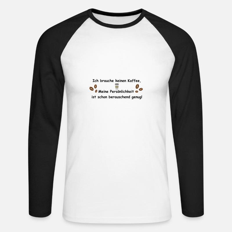 Kaffee - Unisex Baseballshirt langarm - Weiß/Schwarz