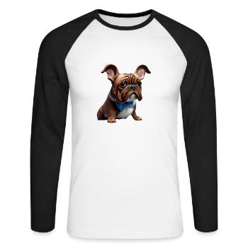Propriétaires de chiens Chien Bulldog Chiens Propriétaires de chiens - T-shirt baseball manches longues Homme - blanc/noir - Devant - Nik (191cm)