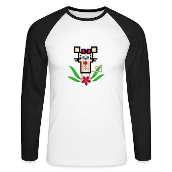 Souris fleur - T-shirt baseball manches longues Homme - blanc/noir - Devant - Nik (191cm)