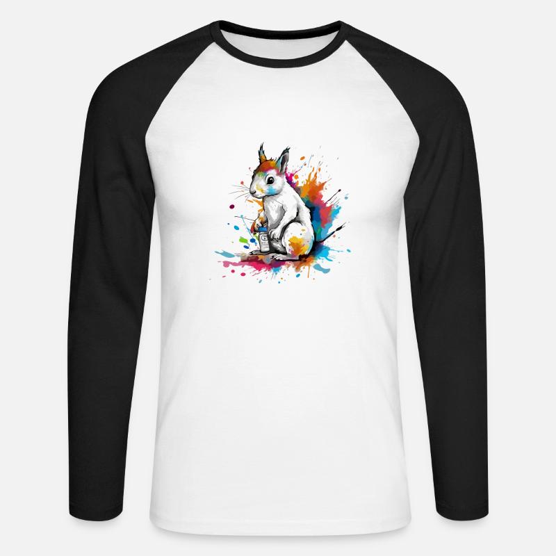 Bibou der Eichhörnchenmaler - Unisex Baseballshirt langarm - Weiß/Schwarz