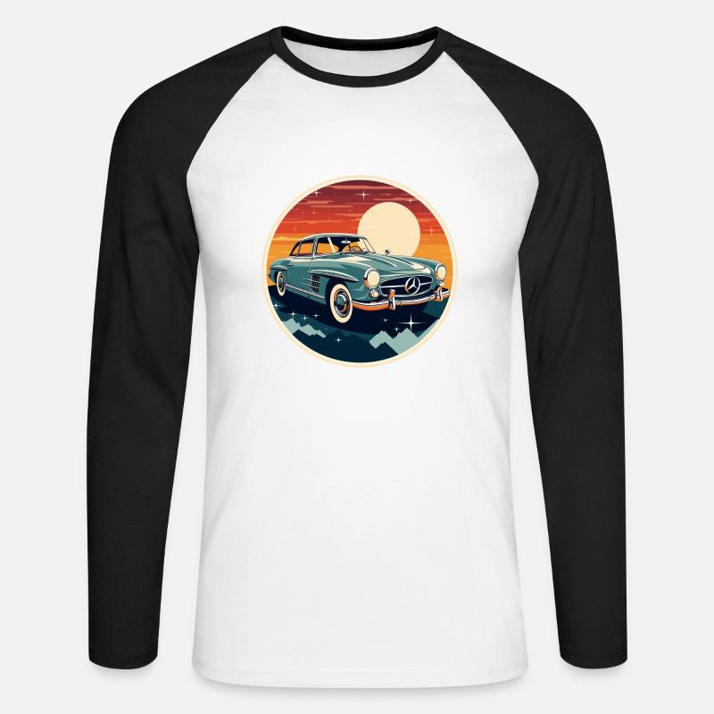 oldtimer Klassik - Unisex Baseballshirt langarm - Weiß/Schwarz