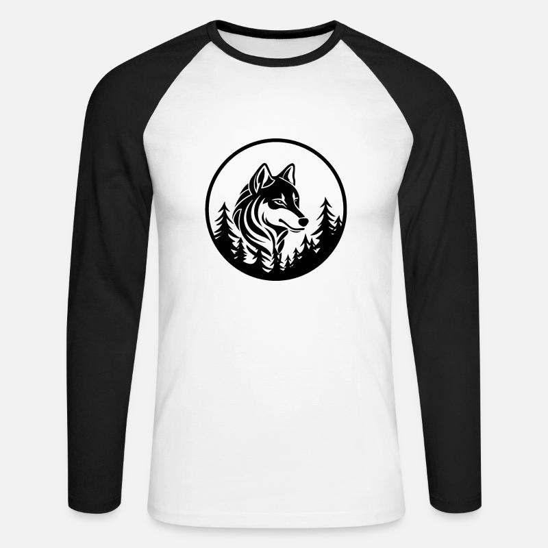 Wolf - Unisex Baseballshirt langarm - Weiß/Schwarz
