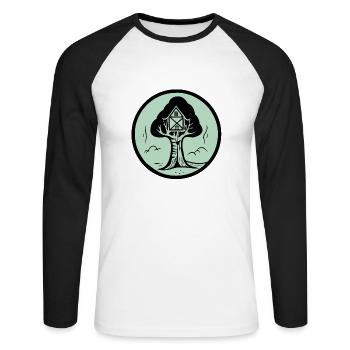 Cabane dans les arbres du logo de Saint-Nicolas - T-shirt baseball manches longues Homme - blanc/noir - Devant - Nik (191cm)