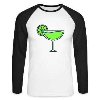 cocktail - T-shirt baseball manches longues Homme - blanc/noir - Devant - Nik (191cm)