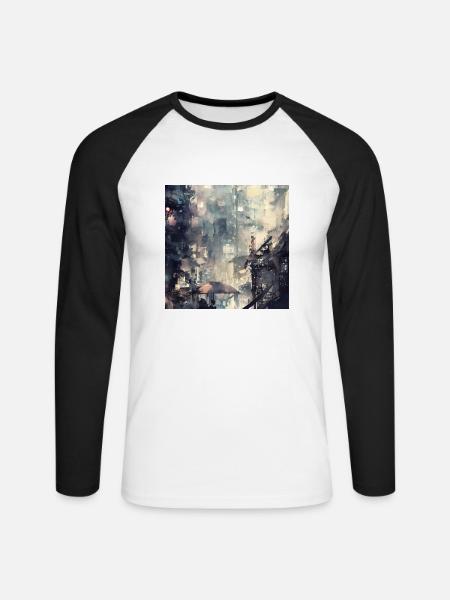 Tokyo City Art 2 - Unisex Baseballshirt langarm - Weiß/Schwarz