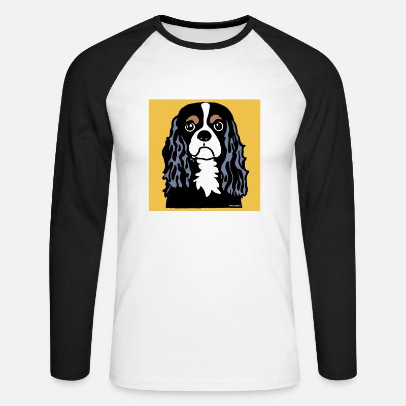 Cavalier King Charles Spaniel Doodle - Unisex Baseballshirt langarm - Weiß/Schwarz