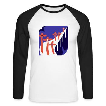 The flowers. A path of love and transience - Unisex Long Sleeve Baseball T-Shirt - white/black - Front - Nik (191cm)