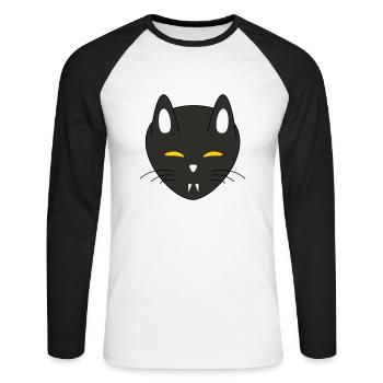 Halloween vampire cat - Unisex Long Sleeve Baseball T-Shirt - white/black - Front - Nik (191cm)