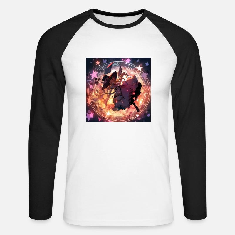 Die Sternenhexe - Unisex Baseballshirt langarm - Weiß/Schwarz