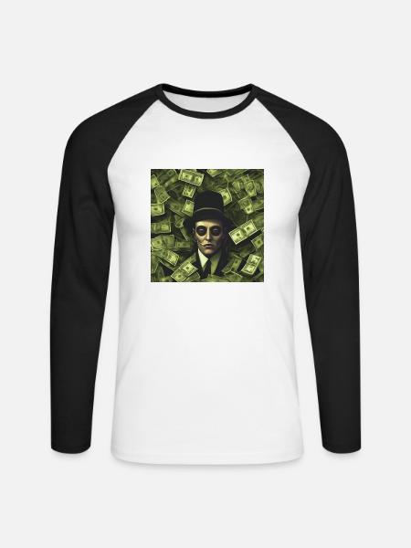 Scary man in Geld - Unisex Baseballshirt langarm - Weiß/Schwarz
