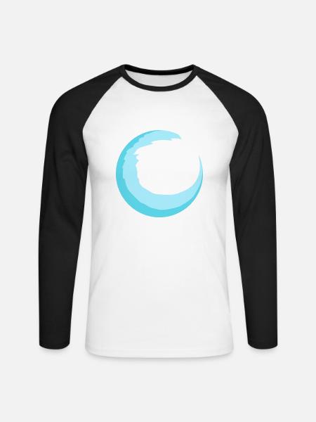 Surfer Surfbrett Runde Blaue Kreis Welle Surfen - Unisex Baseballshirt langarm - Weiß/Schwarz