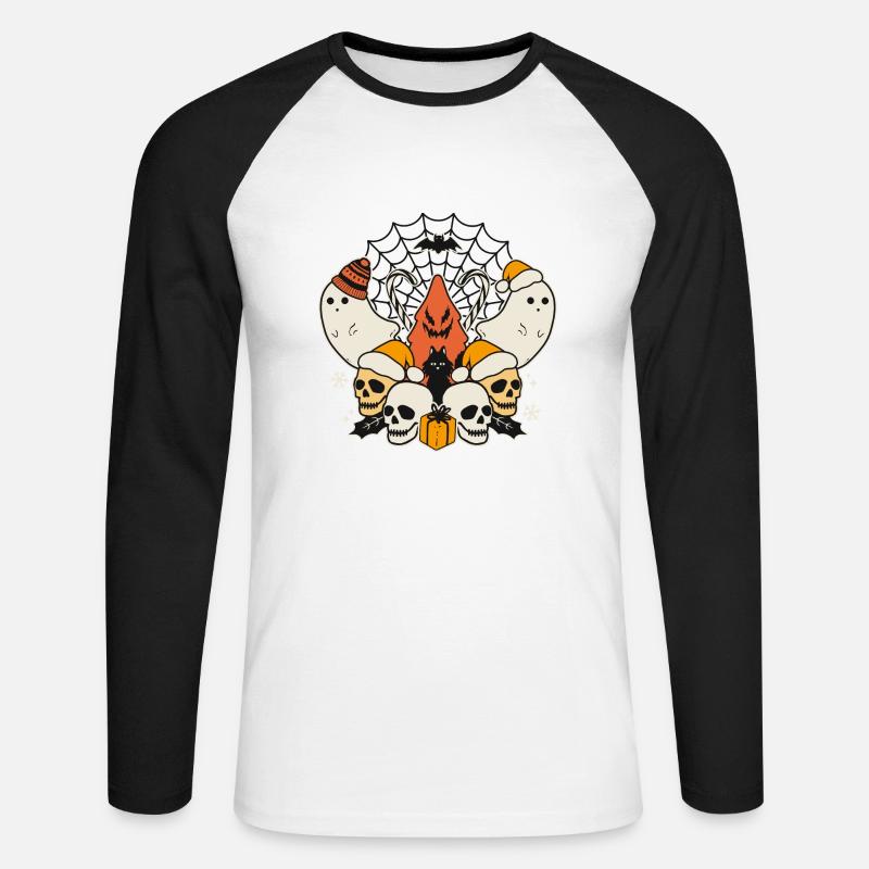Spooky Halloween - Unisex Baseballshirt langarm - Weiß/Schwarz