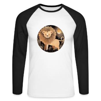 Zodiac sign Leo - Unisex Long Sleeve Baseball T-Shirt - white/black - Front - Nik (191cm)