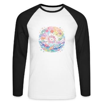 Les mignons animaux de la mer - T-shirt baseball manches longues Homme - blanc/noir - Devant - Nik (191cm)