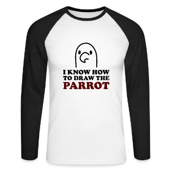 The Parrot - Unisex Baseballshirt langarm - Weiß/Schwarz - Vorne - Nik (191cm)