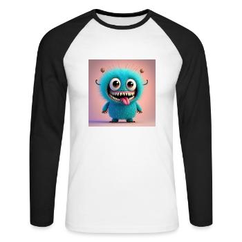 Joyeux Halloween monstre mignon effrayant drôle effrayant effrayant - T-shirt baseball manches longues Homme - blanc/noir - Devant - Nik (191cm)