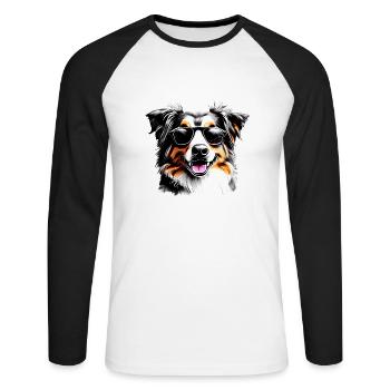 Puppy Australian Shepherd Dog Owner - Unisex Long Sleeve Baseball T-Shirt - white/black - Front - Nik (191cm)