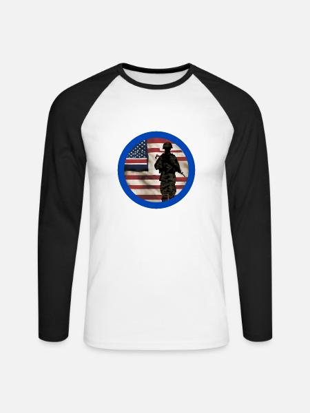 Veteran, Veteran, Waffenstillstand, Militär. - Unisex Baseballshirt langarm - Weiß/Schwarz