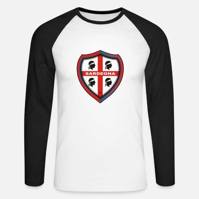 Sardegna distintivo 4 mori rosso e blue - Maglia da baseball a manica lunga da uomo - bianco/nero