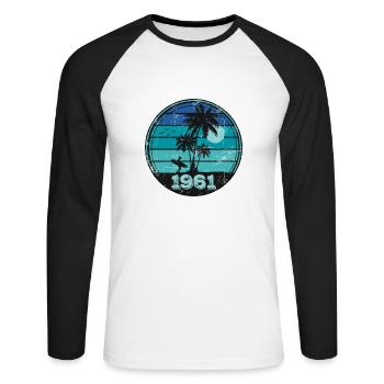Millésime 1961 - T-shirt baseball manches longues Homme - blanc/noir - Devant - Nik (191cm)