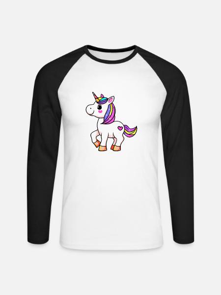 Einhorn Fabeltier Mädchen Einhörner - Unisex Baseballshirt langarm - Weiß/Schwarz