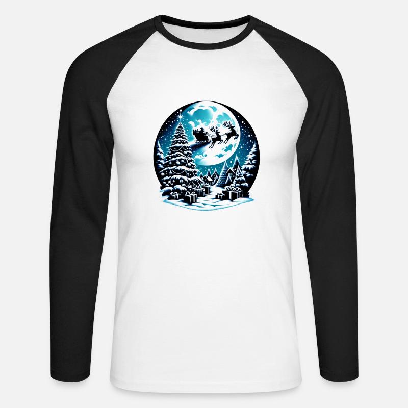 Weihnachtskugel | Schneekugel Christmas Xmas - Unisex Baseballshirt langarm - Weiß/Schwarz