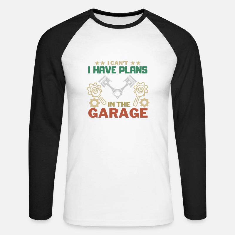 Non posso, ho dei piani in garage - Maglia da baseball a manica lunga da uomo - bianco/nero