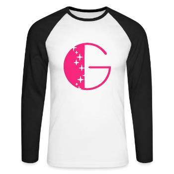 Lettre G Paillettes - T-shirt baseball manches longues Homme - blanc/noir - Devant - Nik (191cm)