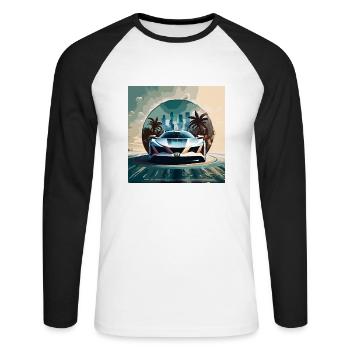 Miami Portal Escape (Miami Collection) - Unisex Long Sleeve Baseball T-Shirt - white/black - Front - Nik (191cm)