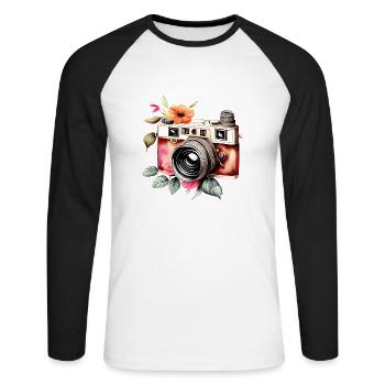 Camera Photographer Funny Photographers Photograph - Unisex Long Sleeve Baseball T-Shirt - white/black - Front - Nik (191cm)