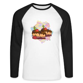 Cake - Unisex Long Sleeve Baseball T-Shirt - white/black - Front - Nik (191cm)