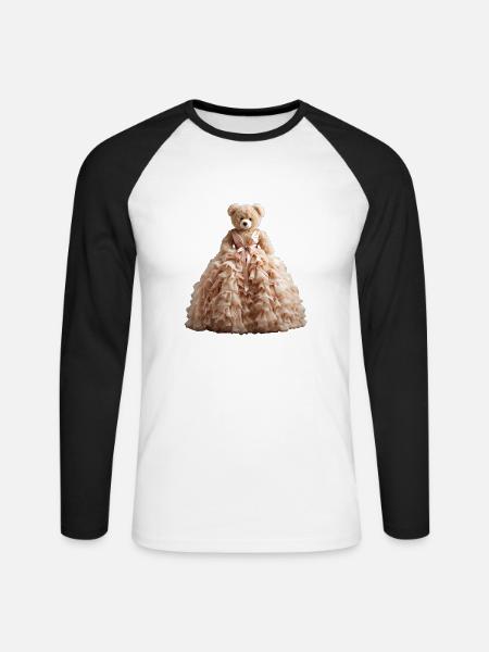 Teddybär im Brautkleid - Unisex Baseballshirt langarm - Weiß/Schwarz