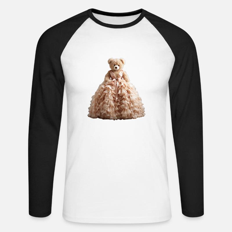 Teddybär im Brautkleid - Unisex Baseballshirt langarm - Weiß/Schwarz