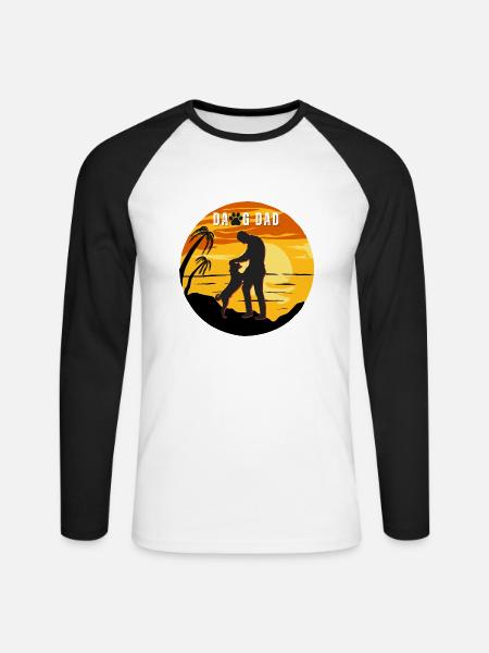 Dawg Dad Sunset Design - Unisex Long Sleeve Baseball T-Shirt - white/black