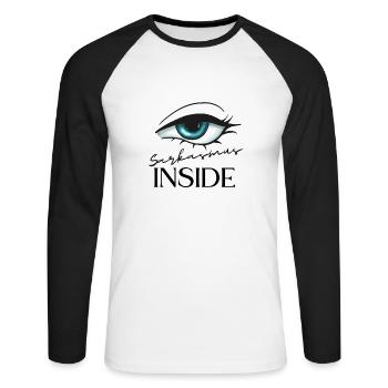 Sarkasmus inside - Unisex Baseballshirt langarm - Weiß/Schwarz - Vorne - Nik (191cm)