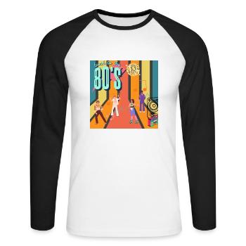 Retro Roller Groove - Unisex Long Sleeve Baseball T-Shirt - white/black - Front - Nik (191cm)