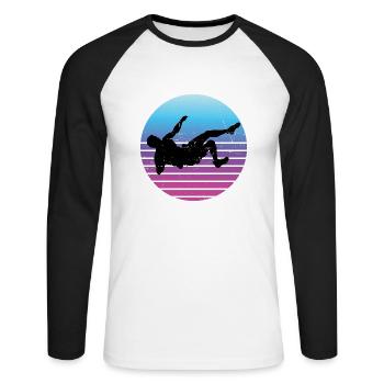 Climber Women Bouldering Climber Bouldering - Unisex Long Sleeve Baseball T-Shirt - white/black - Front - Nik (191cm)