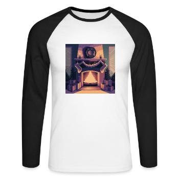 Weihnachtlicher Kamin - Unisex Baseballshirt langarm - Weiß/Schwarz - Vorne - Nik (191cm)
