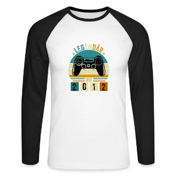 legendär seit 2012 konsole gamer 2012 - Unisex Baseballshirt langarm - Weiß/Schwarz - Vorne - Nik (191cm)