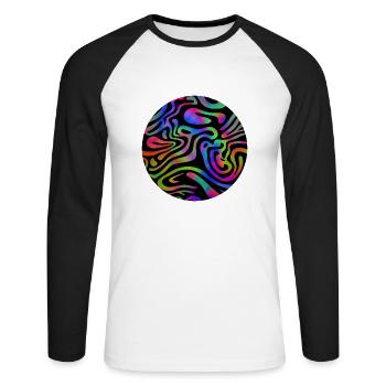 Acid Wave Ästhetische Farben - Unisex Baseballshirt langarm - Weiß/Schwarz - Vorne - Nik (191cm)