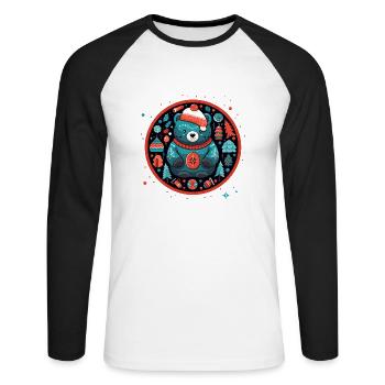 Cute Bear In Ornament, Love Bears - Unisex Long Sleeve Baseball T-Shirt - white/black - Front - Nik (191cm)