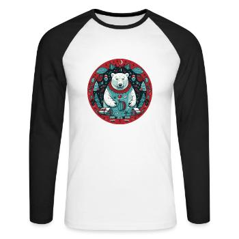 Ours polaire avec des éléments de Noël, ours d’amour - T-shirt baseball manches longues Homme - blanc/noir - Devant - Nik (191cm)