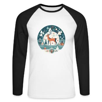Cerf avec l’élément de Noël, Cerfs d’amour - T-shirt baseball manches longues Homme - blanc/noir - Devant - Nik (191cm)