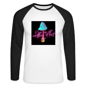 Mushroom - Unisex Baseballshirt langarm - Weiß/Schwarz - Vorne - Nik (191cm)