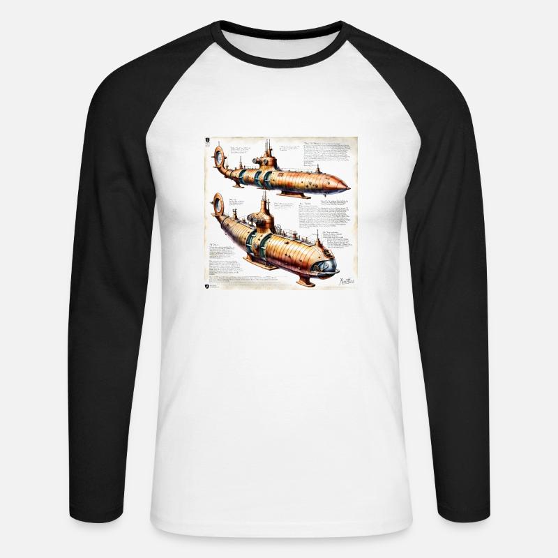U-Boot #3 - Unisex Baseballshirt langarm - Weiß/Schwarz