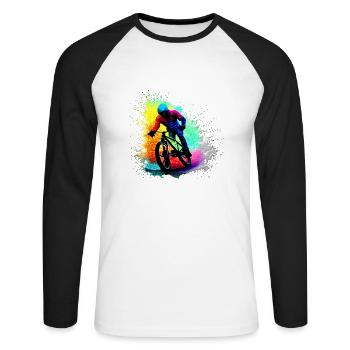 Fahrrad Radfahrer Radeln Fahrradfahrer Radfahren - Unisex Baseballshirt langarm - Weiß/Schwarz - Vorne - Nik (191cm)