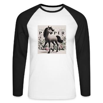 Peppermint Power - Unisex Baseballshirt langarm - Weiß/Schwarz - Vorne - Nik (191cm)